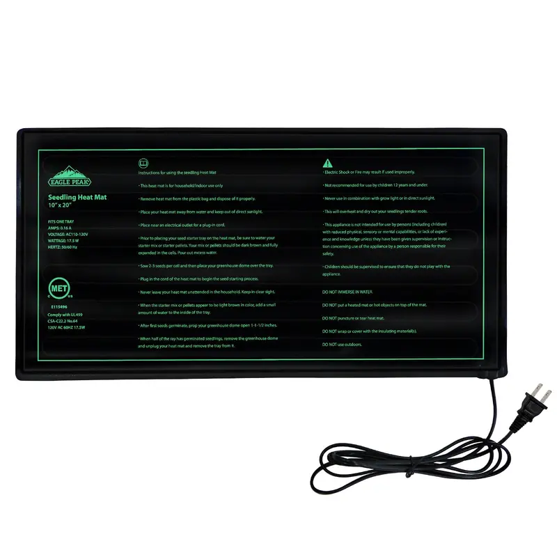 10" X 20" Ul/Met-Certified Seedling Heat Mat (Single) 1