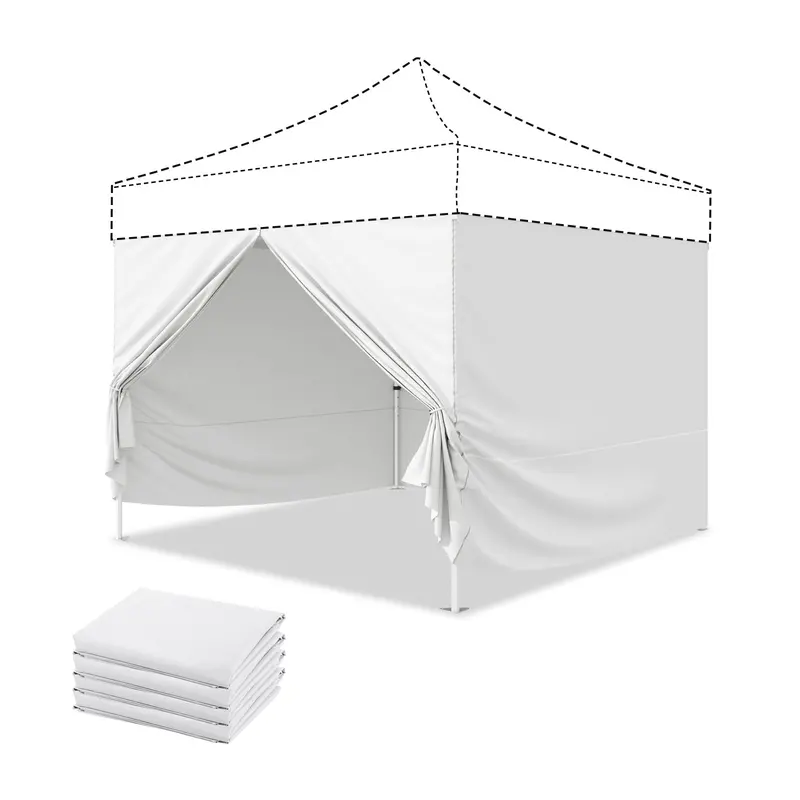 10X10 Ft Aluminum Canopy Sidewall Kit – 3 Side Panels + 1 Entry Wall (White, Pack Of 4) 1