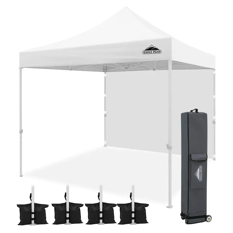 10X10 Heavy-Duty Commercial Pop-Up Canopy Tent With One Detachable Sidewall 1