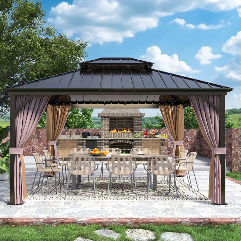 12 Ft × 14 Ft Aluminum-Framed Hardtop Gazebo 1