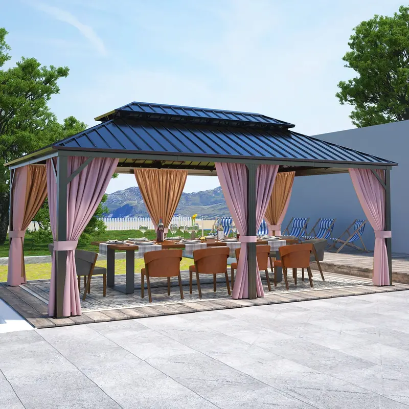12 Ft × 20 Ft Hardtop Gazebo – Galvanized Steel Double Roof, Aluminum Frame 1