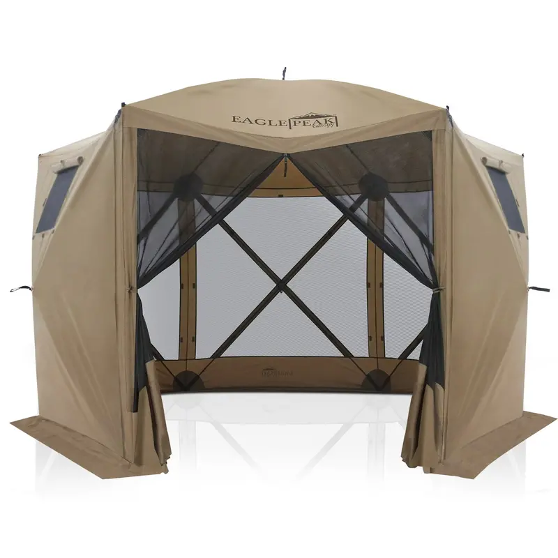 12X12 Ft Hexagonal Instant Gazebo With 2 Removable Side Walls And Slant-Leg Design 1