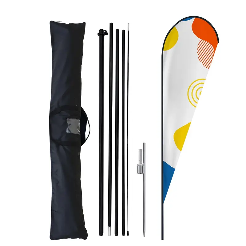 14.8-Foot Custom Teardrop Flag + Ground Spike Base Kit 1