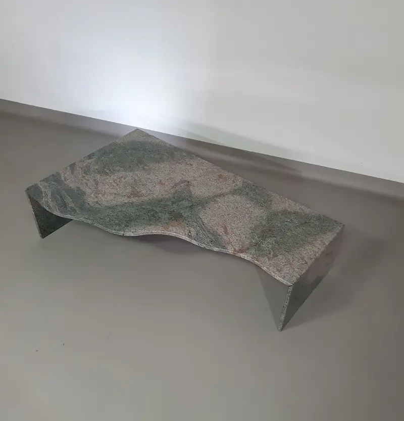 1970S Organic Granite Coffee Table – Wavy Front With Three Linear Accents 1