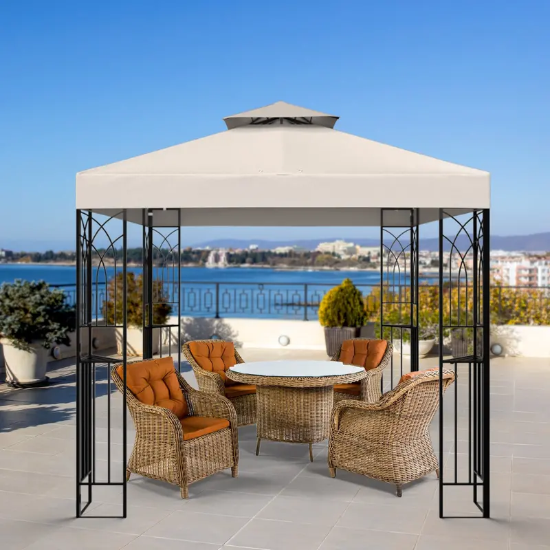 8X8 Corner-Shelved Patio Gazebo With Soft Top 2