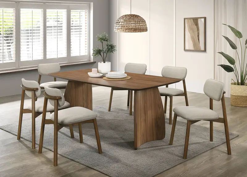 Alnwick 7-Piece Walnut Dining Set – Solid Wood Table With Six Ladder-Back Chairs (Fm3217Wn-T-7Pc) 1