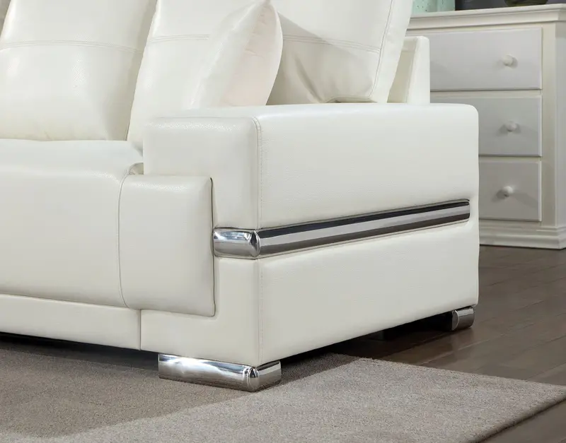 Althea White Large L-Shaped Sectional Sofa By Furniture Of America 1