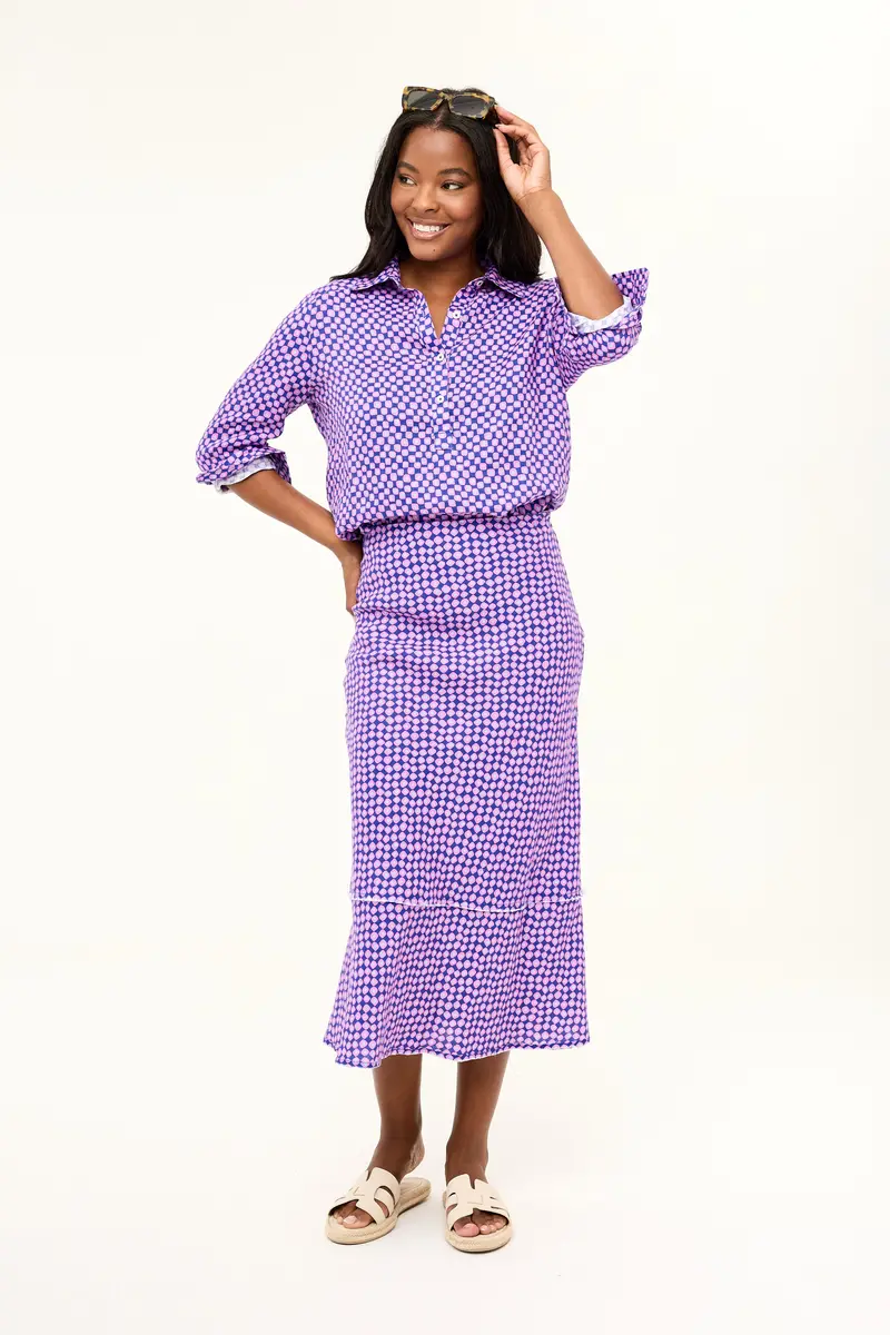 Annabelle Skirt In Peacock Check Pattern 1