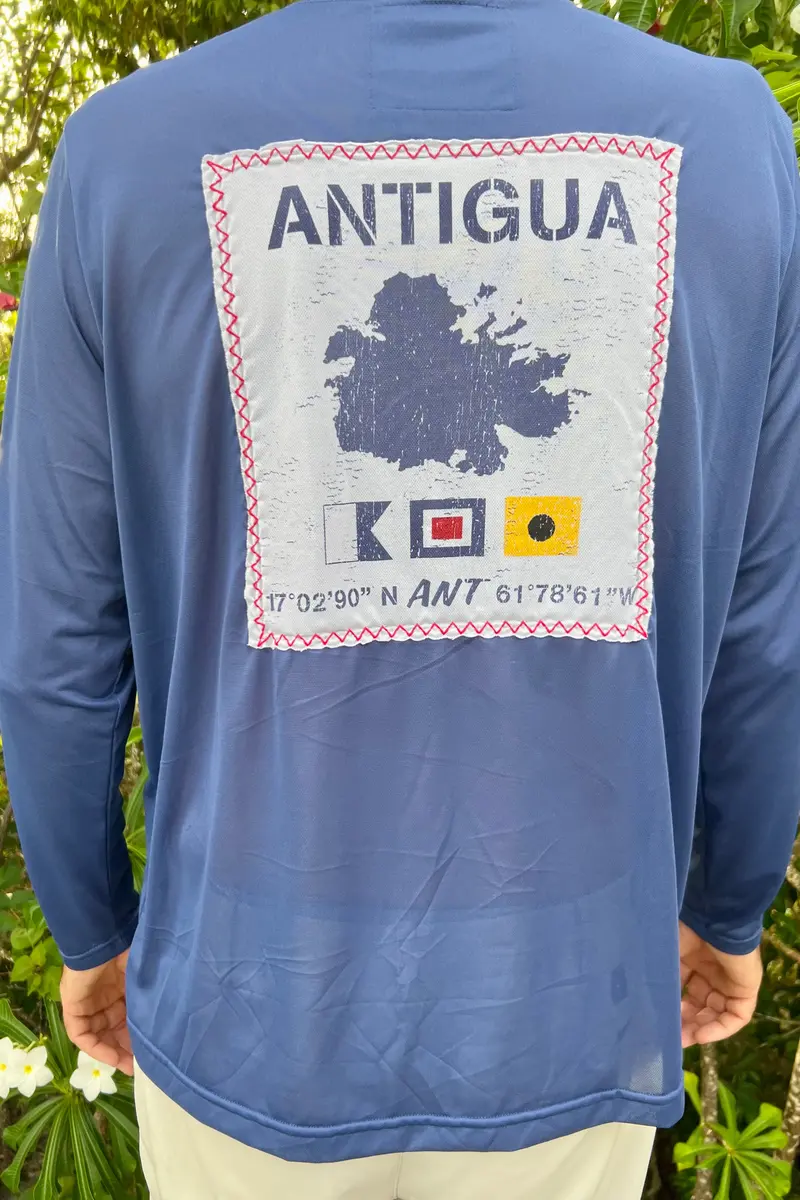 Antigua Flag Upf50 Sun Protection Shirt In Racing Blue 1