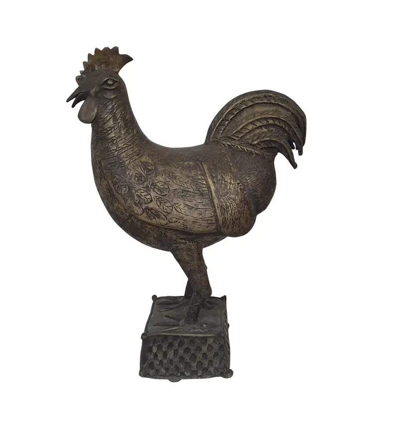 Antique Benin Bronze Rooster Sculpture — African Art 1