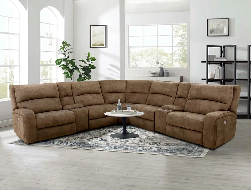 Apostolos Power Sectional With Charging Ports – Furniture Of America (Cm9915Br-Sect-Pm) 1