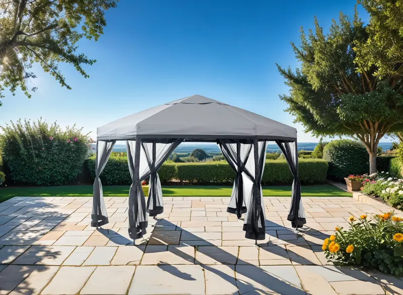 Arali Hxz Pop-Up Gazebo By Furniture Of America – Gray Portable Outdoor Canopy Tent 1