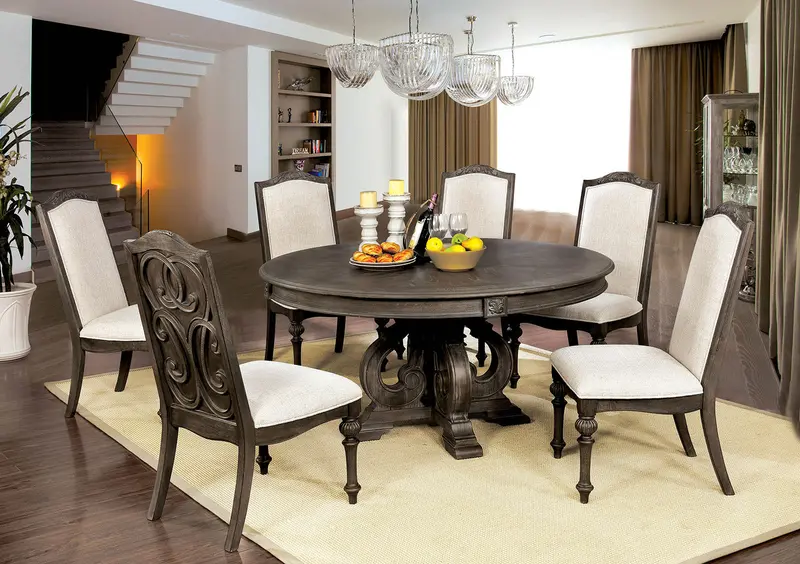 Arcadia 5-Piece Round Dining Set – White Pedestal Table With Four Chairs (Cm3150Rt-5Pc) 1