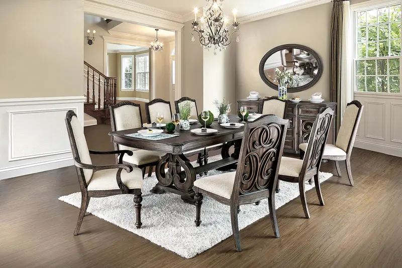 Arcadia 7-Piece Extended Dining Set – Table With Two Armchairs And Six Side Chairs (Cm3150T-9Pc) 1