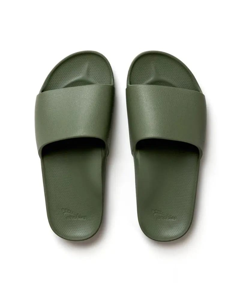 Archies Slide Sandals In Earthy Khaki 1