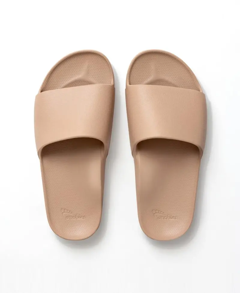 Archies Slide Sandals In Warm Tan 1
