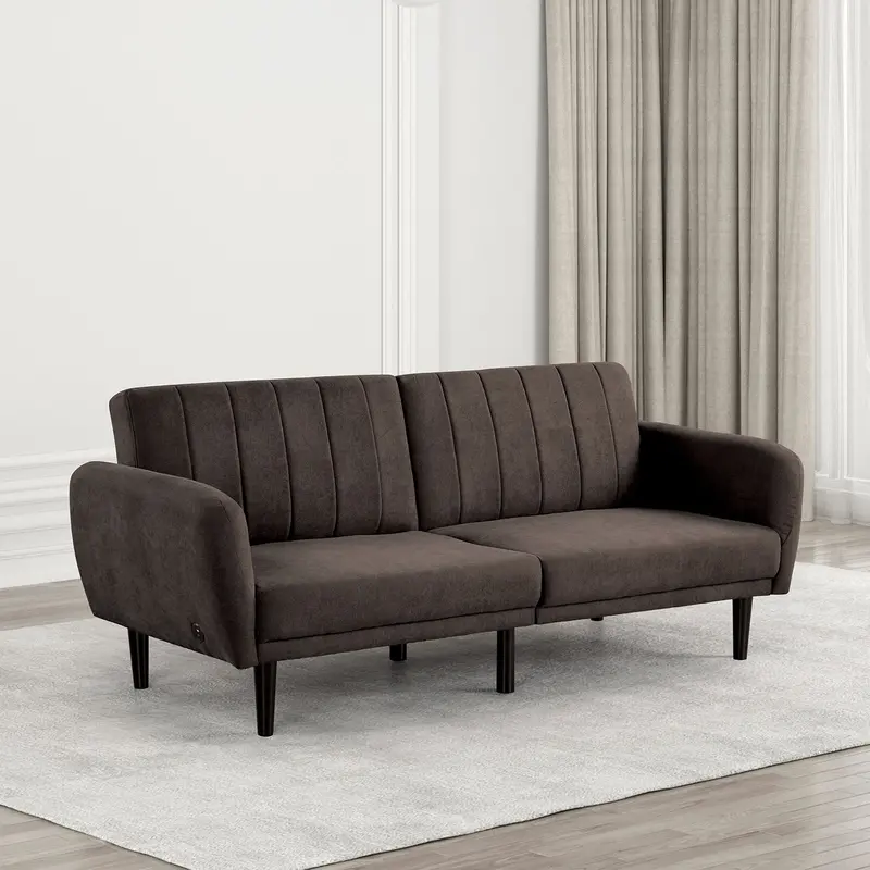Aristide Brown Futon-Style Sectional Sofa By Furniture Of America 1