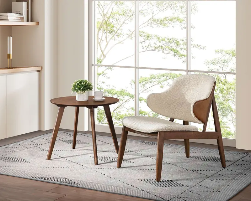 Arth Accent Chair And Side Table Combo – Walnut-Finished Set 1