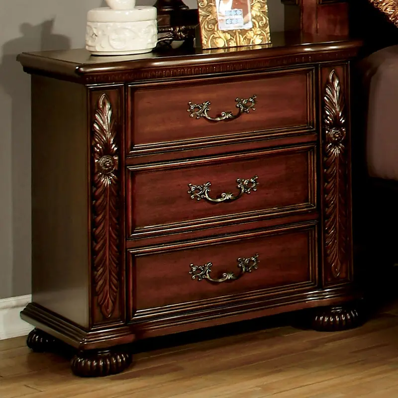 Arthur Rustic Brown Nightstand With Drawers By Furniture Of America (Cm7587N) 1