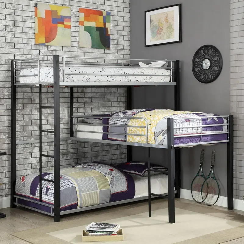 Aubrey Triple-Twin Bunk Bed By Furniture Of America – Modern Style Cm-Bk919-Bed 1