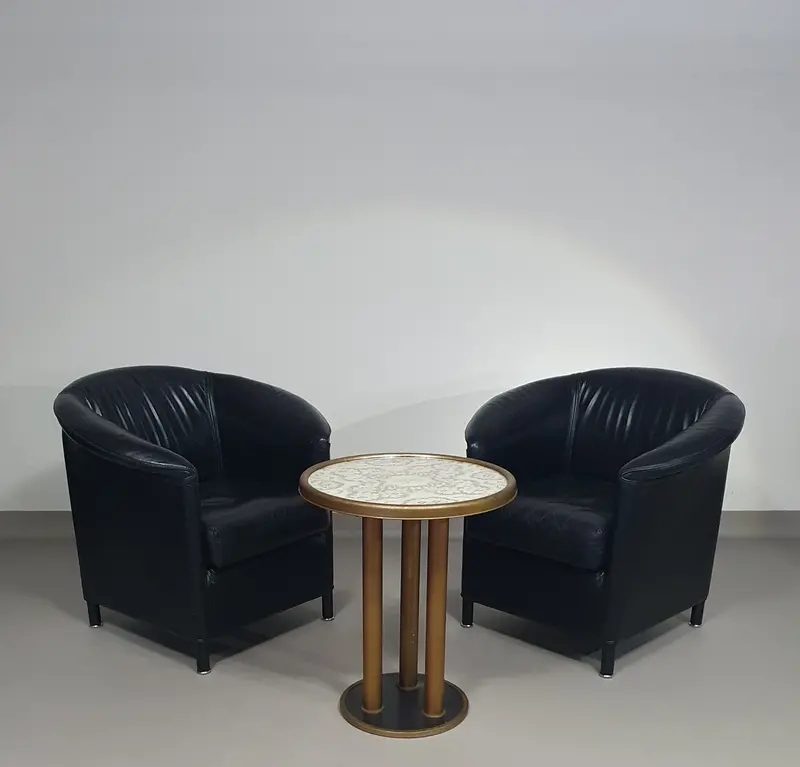 Aura Armchairs In Black Leather By Paolo Piva For Wittmann — Iconic 1980 Design 1