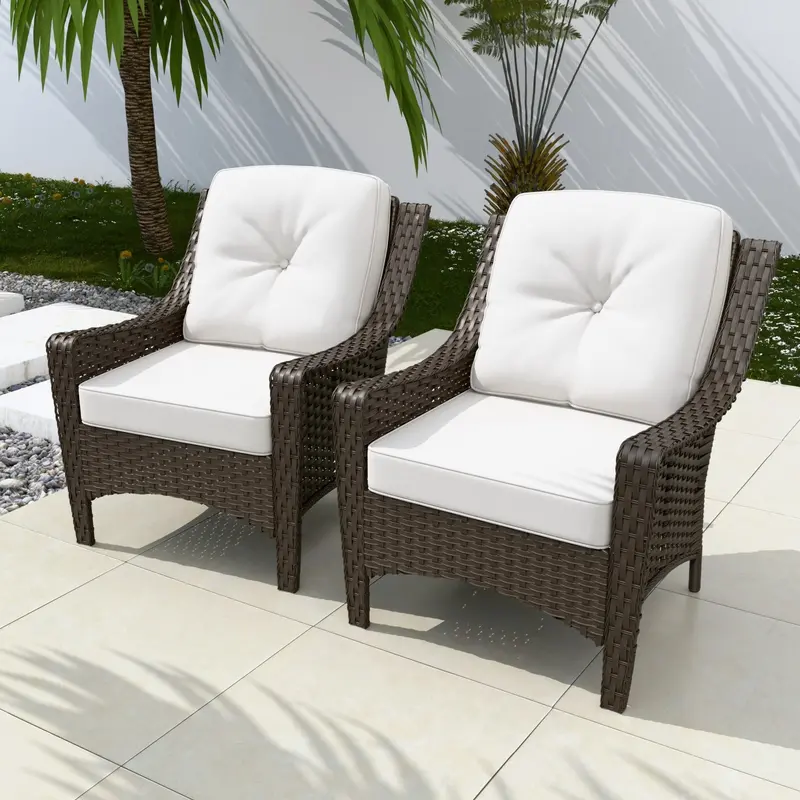 Azure Bay Pair Of All-Weather Wicker Patio Armchairs 1