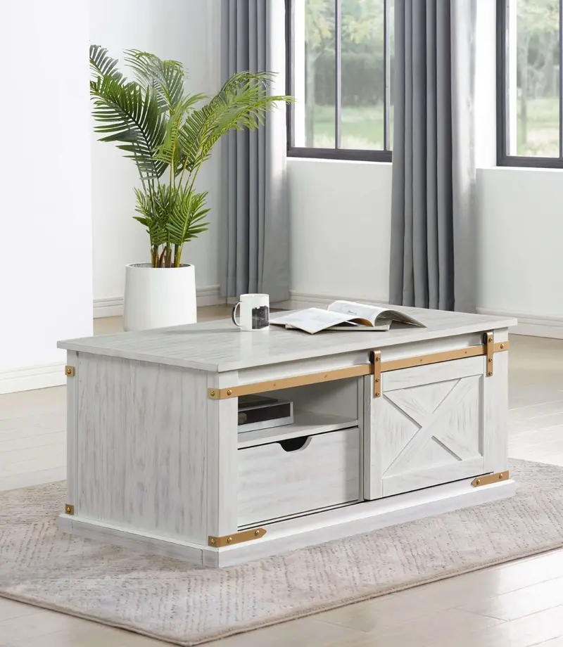 Bacerra White Coffee Table With Clean Lines By Furniture Of America (Cm4018Wh-C) 1