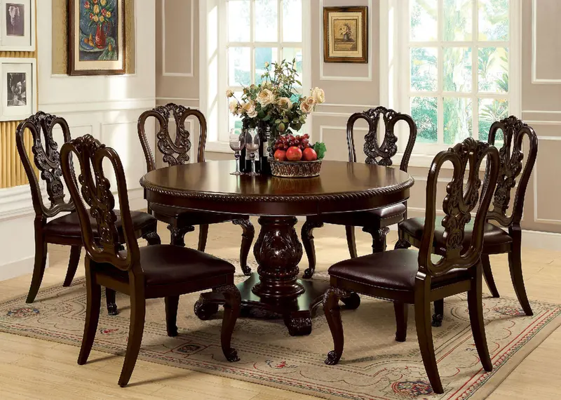 Bellagio 5-Piece Wooden Chair Dining Set By Furniture Of America – Round Table & Solid-Wood Seating 1