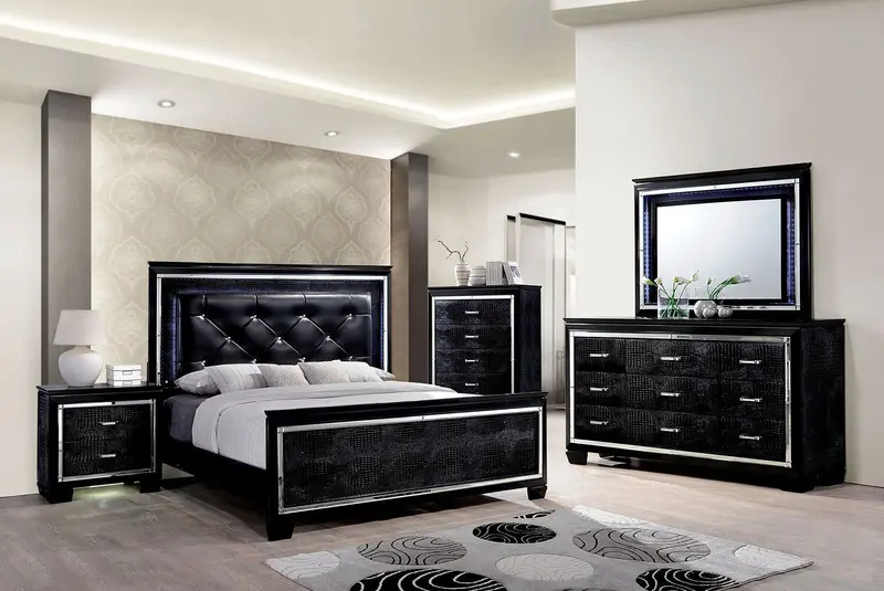 Bellanova Black Queen Bedroom Set With Two Nightstands – 5-Piece Ensemble 1