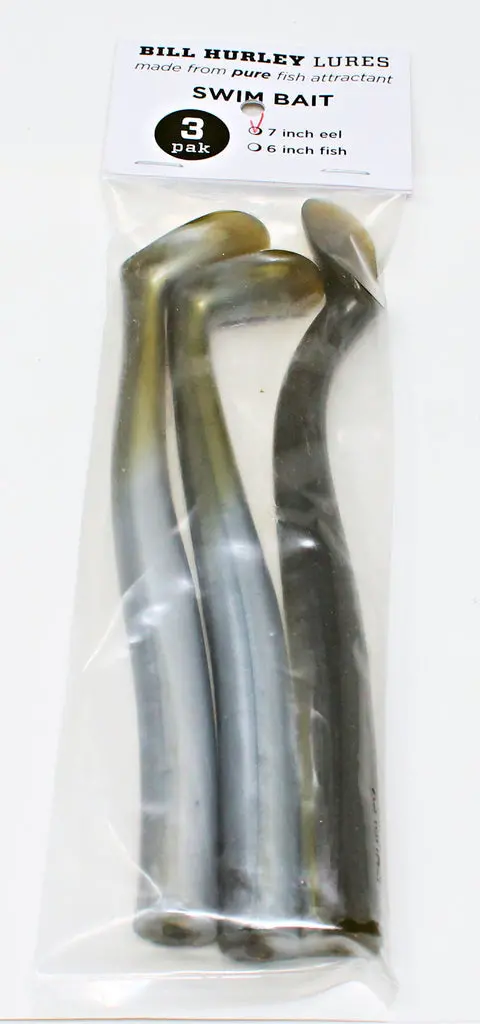 Bill Hurley Replacement Swim Bait Tails – Olive/White, 3-Pack 1