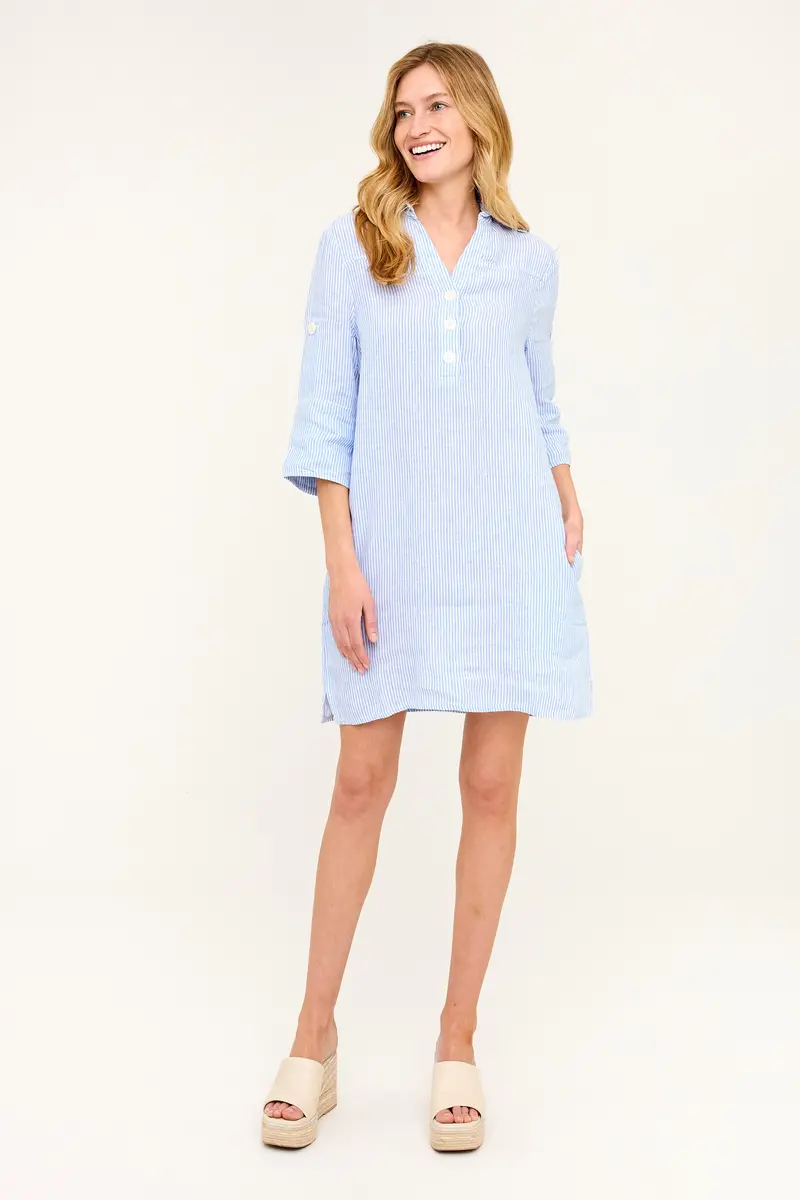 Blue Stripe Sophia Maxi Shirtdress 1