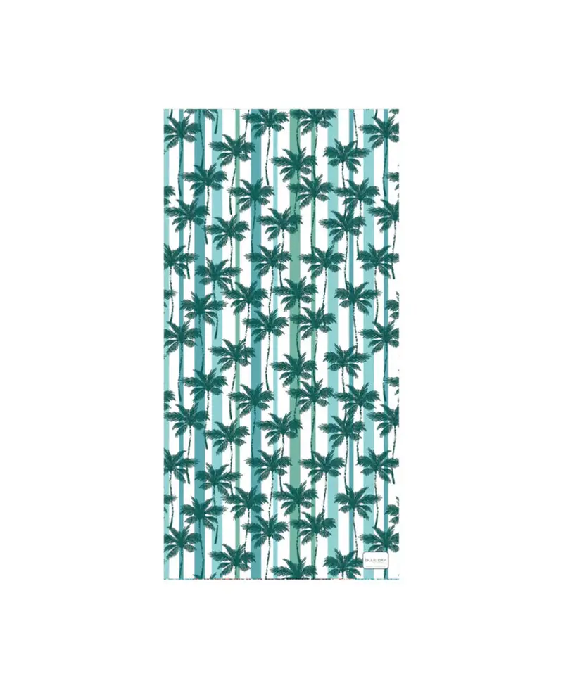 Bluebay Sand-Free Towel – Green Palm Print 1