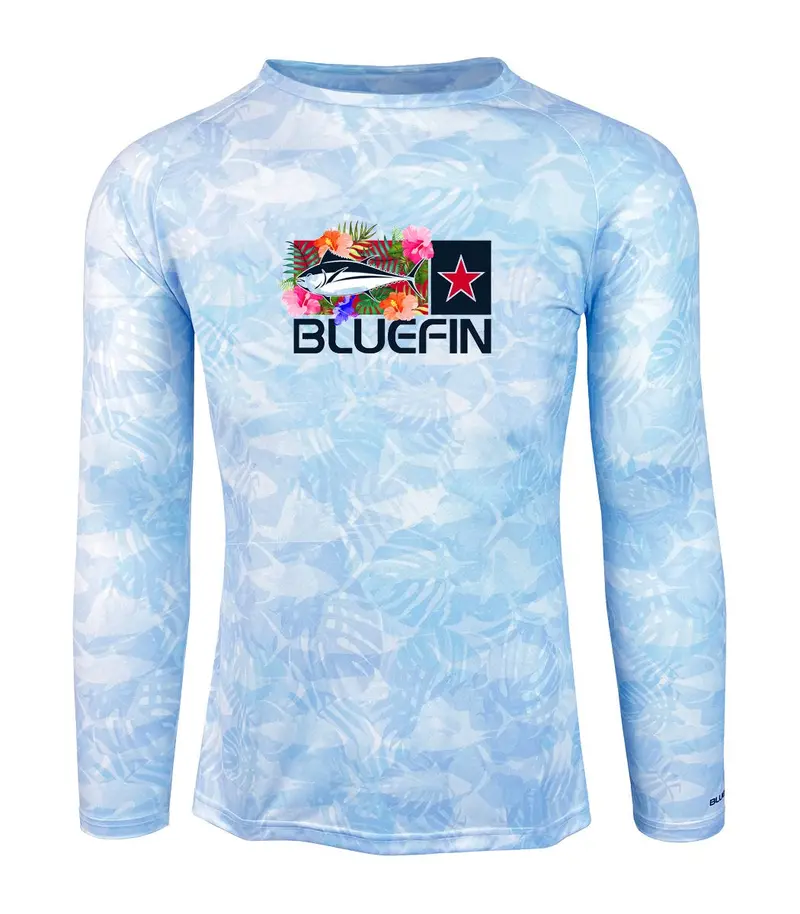 Bluefin Ladies Long-Sleeve Solar Tee – Hibiscus Logo Print, Upf 50+ 1
