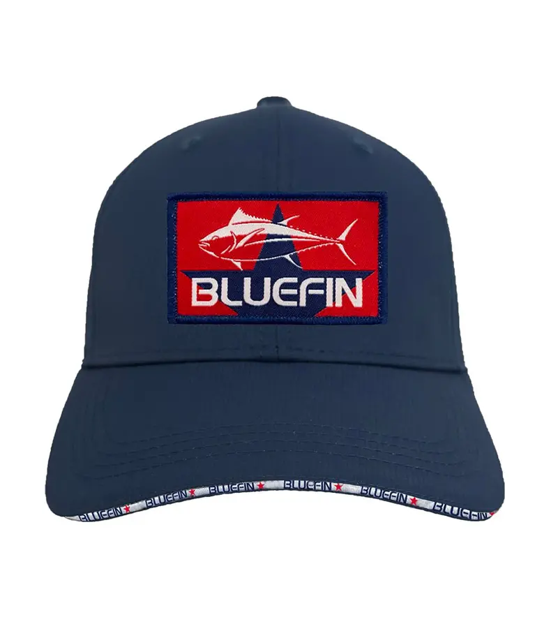 Bluefin Navy Baseball Cap With Woven Front Patch 1