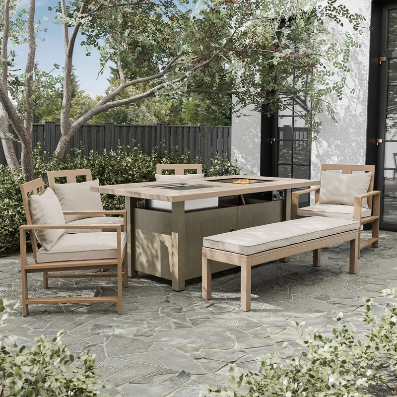 Bordeaux 6-Piece Outdoor Dining Set With Built-In Bench 1