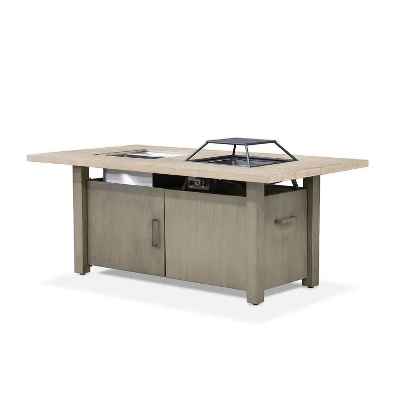 Bordeaux Outdoor Dining Table With Integrated Fire Pit & Cooler By Furniture Of America 1