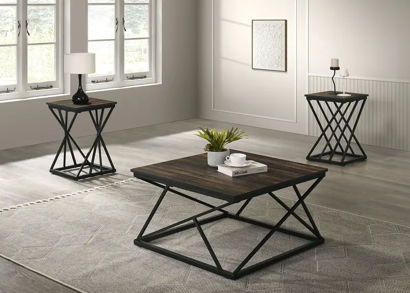 Borup 3-Piece Table Set By Furniture Of America – Dark Brown Coffee & End Table Collection (Fm42902Db-3Pk) 1