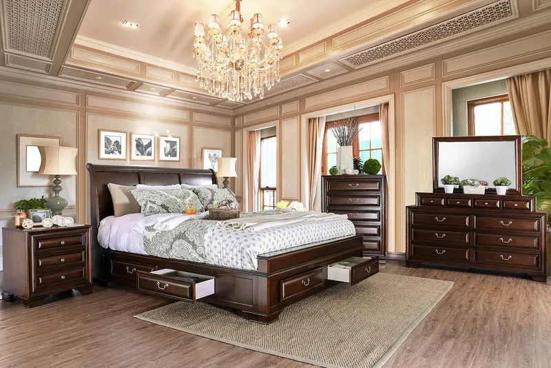 Brandt Cherry Queen Bedroom Set – 4-Piece Traditional Furniture Collection 1