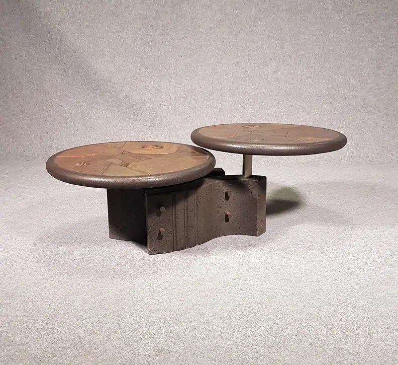 Brutalist Concrete Coffee Table With Naturestone Top By Fedam, 1980S 1