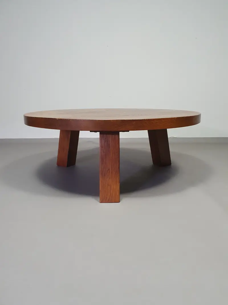 Brutalist Solid Oak Coffee Table – Heavyweight Design 1