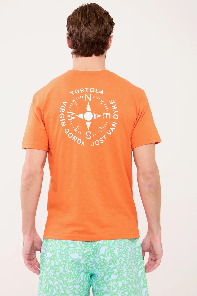 Bvi Compass T-Shirt In Rum Punch Red 1