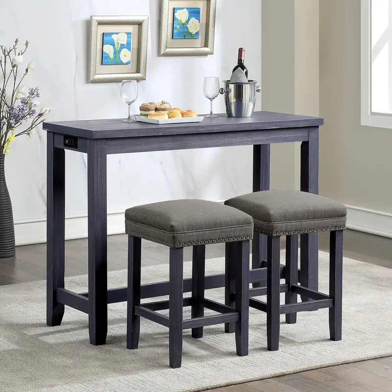 Caerleon 3-Piece Blue Counter-Height Dining Set – Furniture Of America (Cm3474Bl-Pt-3Pk) 1