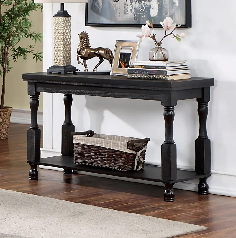 Calandra Sofa Table – Black Wood Living Room Console By Furniture Of America (Foa4908Bk-S) 1