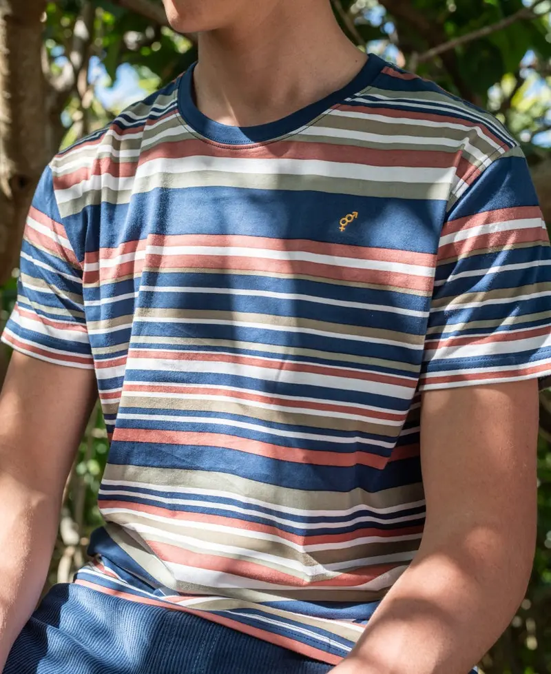 Canvas Striped Cotton Crew Neck Tee 1