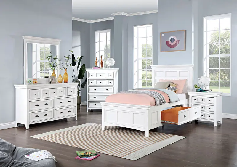 Castile 4-Piece Bedroom Set In White By Furniture Of America (Cm7413Wh-T-4Pc) 1