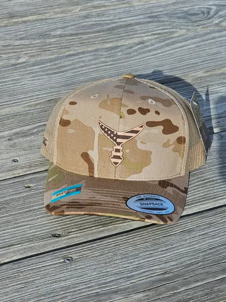 Chasing Tail Adjustable Snapback – Arid Multi-Cam & Tan American Leather 1