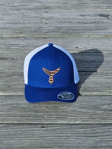 Chasing Tail Adjustable Snapback – Royal Blue & White With Genuine American Leather 1