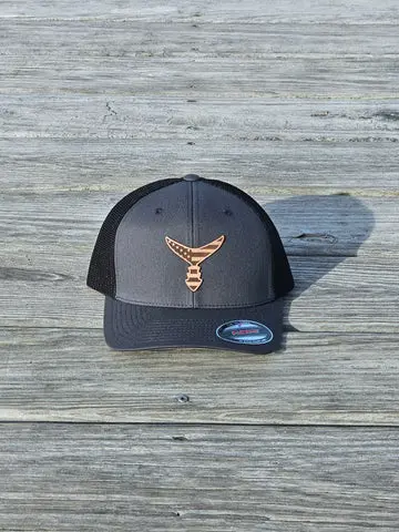 Chasing Tail Charcoal/Black Fitted Hat Crafted From Genuine American Leather 1