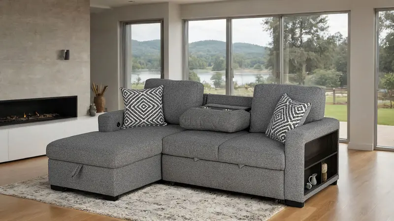 Chatham Gray Left-Facing Chaise Sectional Sofa By Furniture Of America 1