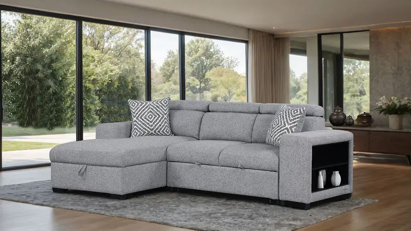 Chatteris Gray Left-Facing Chaise Sectional By Furniture Of America 1